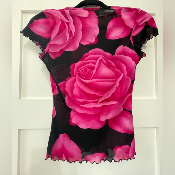 Vintage 90s mesh rose shirt - Picture 4 of 4